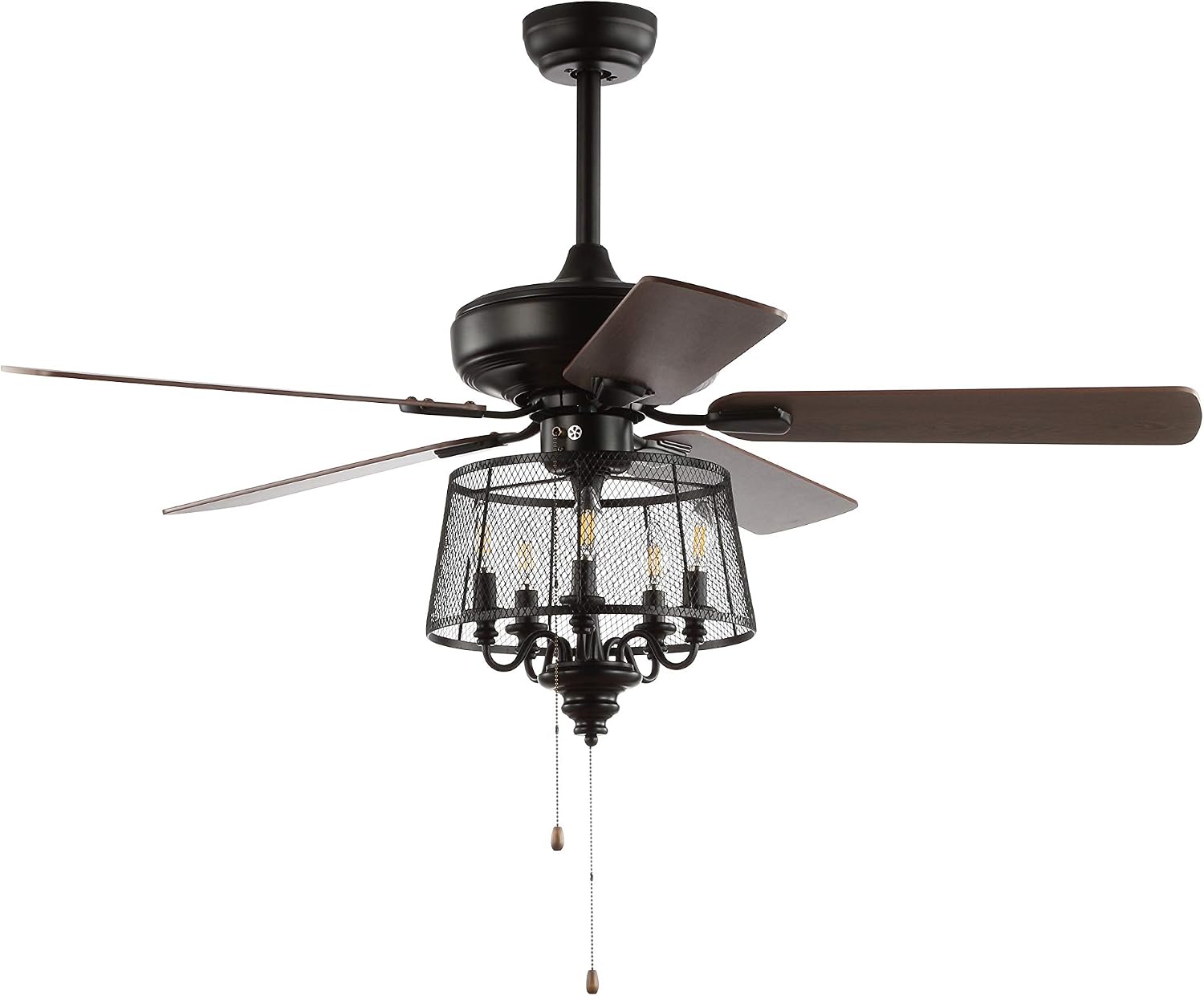SAFAVIEH Lighting Jonie 5-light Ashwood/Brown Reversible Blades 52" 3-Speed Ceiling Fan (LED Bulbs Included)