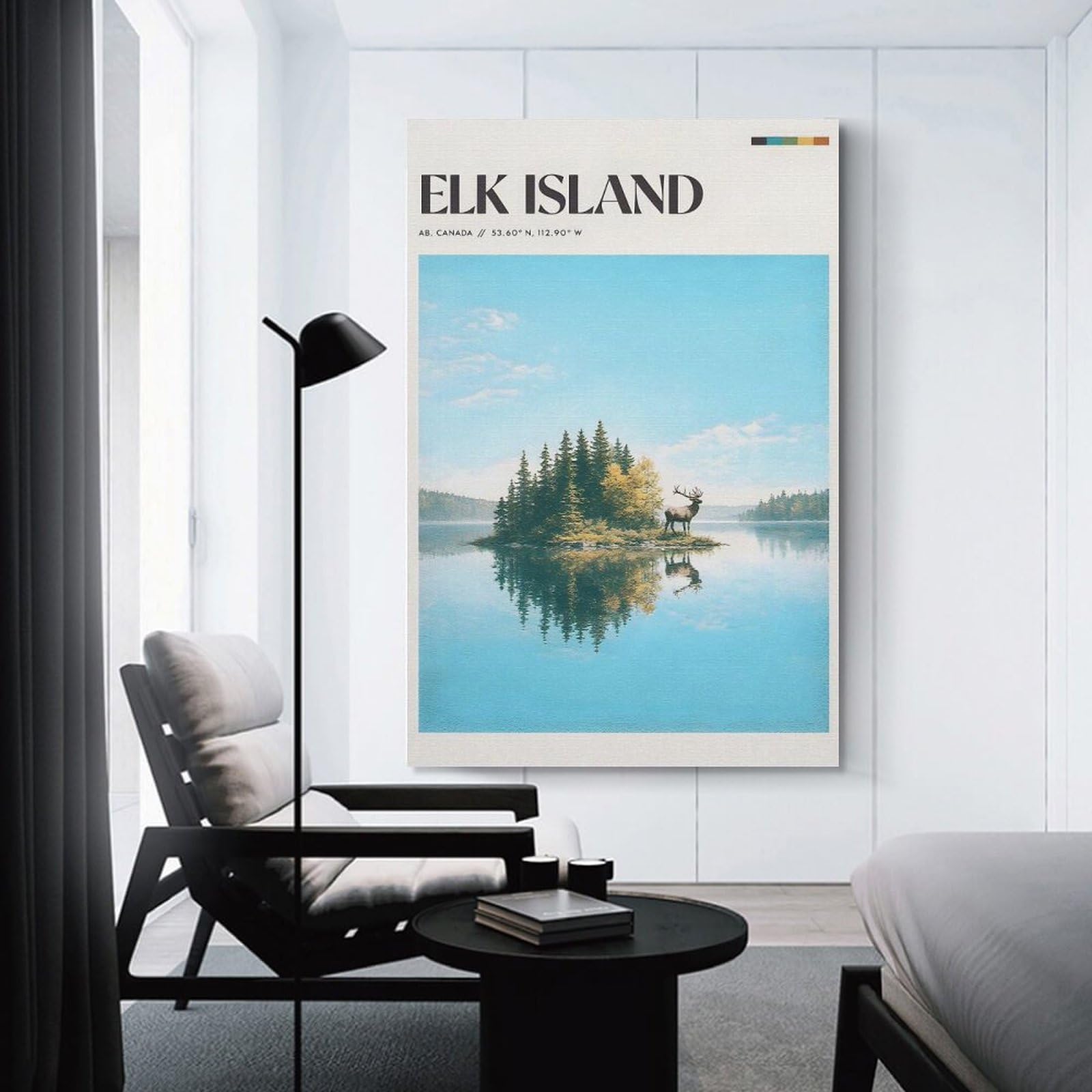 Junmoney Canvas Wall Picture Elk Island National Park, 16x24inch(40x60cm), for Office, Study Or Home Workspace, Canvas Wall Decor for Creative Rooms