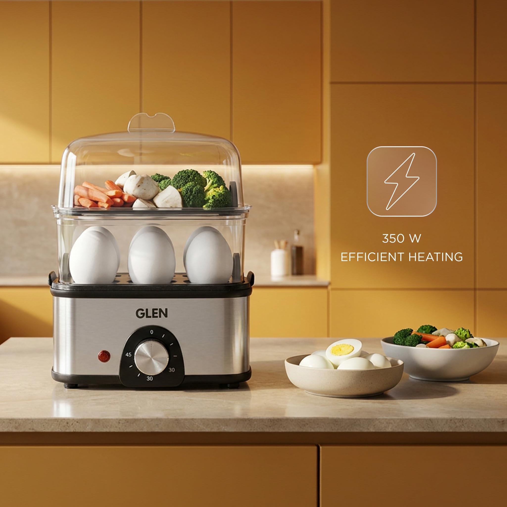 Glen 3-in-1 Multi Cooker: Egg Boiler, Steamer & More -6