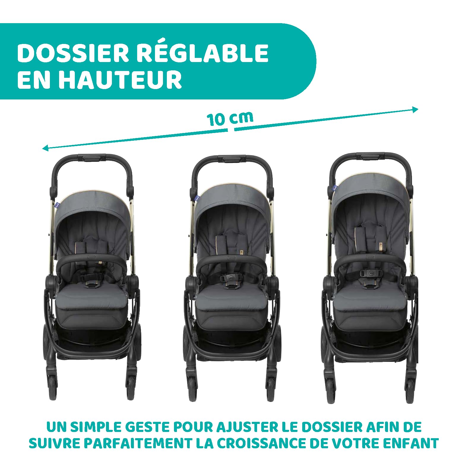 Chicco One4Ever Poussette Légère et Compacte de 0 Mois à 4 ans,Capacité de Charge Maximale de 22 kg,Poussette Pliable,Dossier Inclinable,Fermeture Automatique en 1 étape