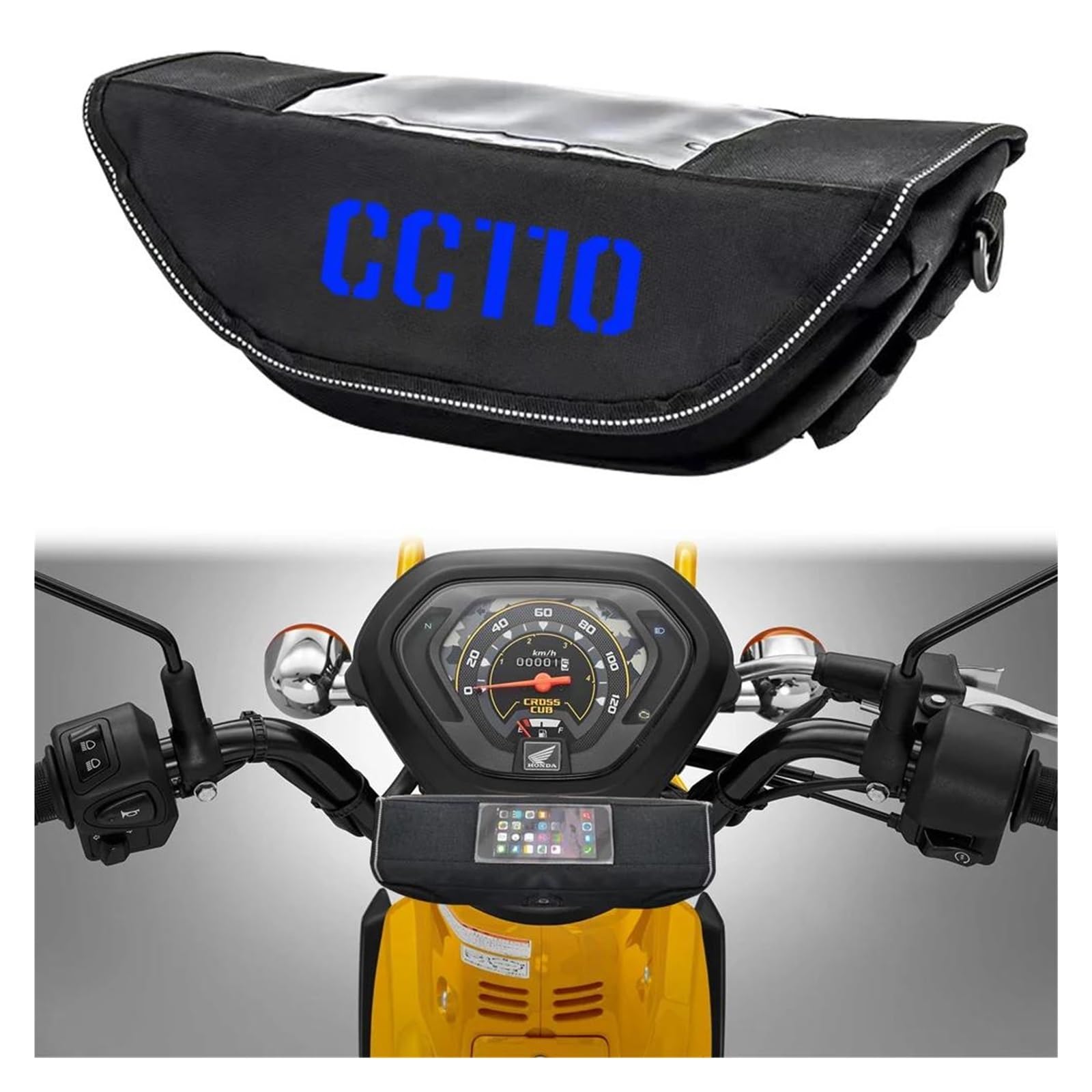 Borsa Manubrio Moto Borsello Manubrio per Cross per Cub 110 CC110 Borsa Impermeabile per Manubrio Moto(A)