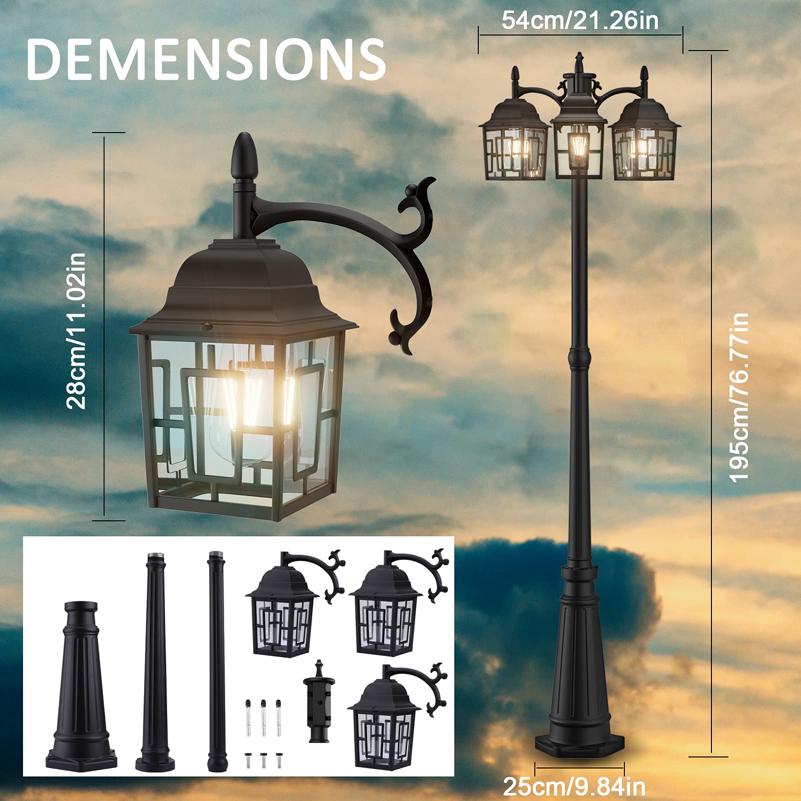 値頃 ウェルショップDusk to Dawn Sensor Outdoor Lamp Post Lights, Street Light