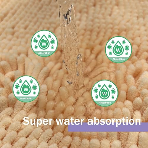 Miniatura 3 de Juego de 3 alfombras de baño antideslizantes, juego de alfombras de baño de felpilla, ultra suaves y absorbentes, juego de alfombras de baño con