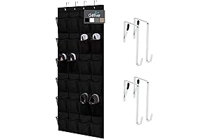 HOME GENIE 24-Pocket Black Over the Door Shoe Organizer