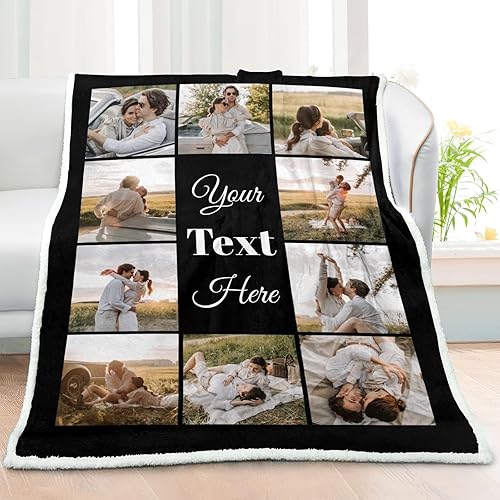 Miniatura 3 de Manta personalizada con imagen, regalos personalizados para cumpleaños, aniversario, Navidad, Año Nuevo, 10 fotos, 30 x 40 pulgadas (Sherpa)