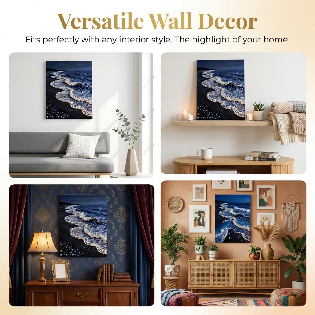DIY 3D Pearl Painting Kit with Wooden Frame - Upgraded Diamond Art Kits for Adults, Ready to Hang Gem Painting, Relaxing Paint by Numbers, Creative Mosaic Craft for Home Wall Decor Gift 11.8x15.7in