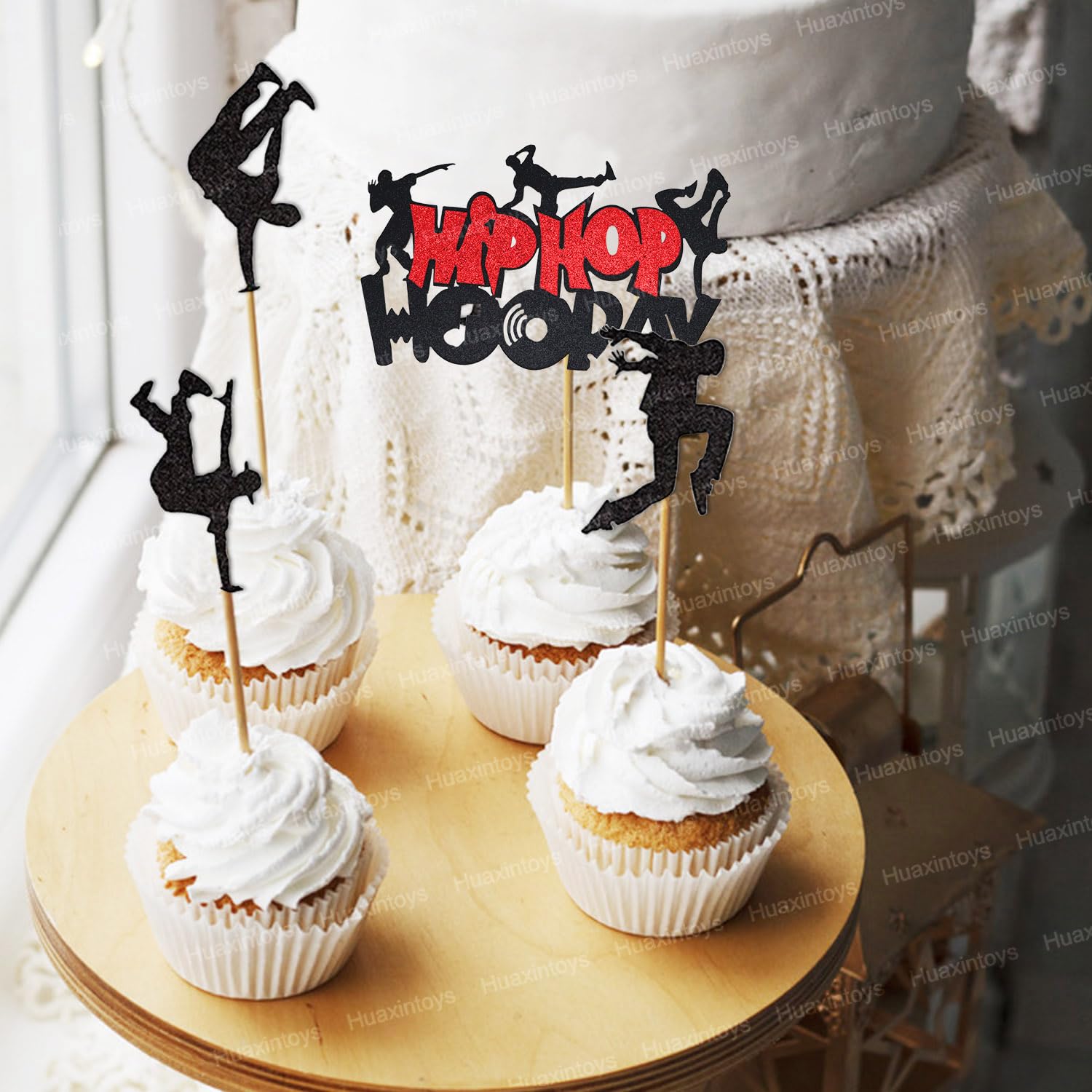 Silars Decorazioni Torta a Tema Rock Pop, 7pz Buon Compleanno Topper, Hip Hop Cake Topper per Festa fai da te