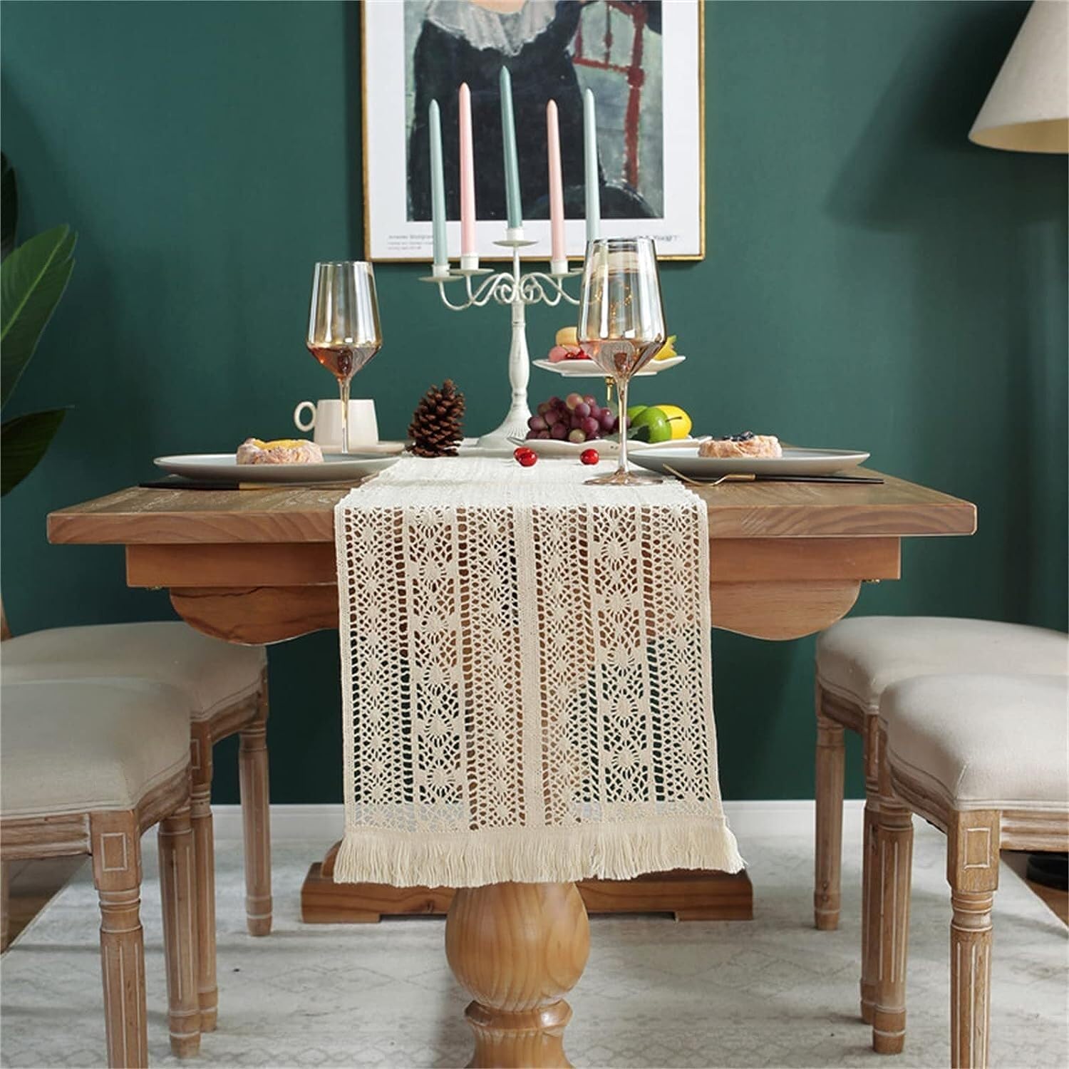 Dining table runners Lace Table Runner,Widening Crochet Table Runner Knitting Hollow Table Cloth Tassel Tablecloth Drawers Cover Towel Wedding Banquet Decoration,B,30x200cm Tablerunner ( Color : B , S