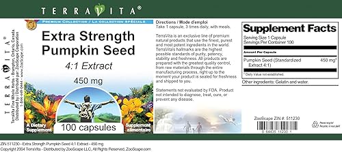 Miniatura 4 de Extracto de semilla de calabaza extra fuerte 41 - 450 mg (100 cápsulas, ZIN 511230)