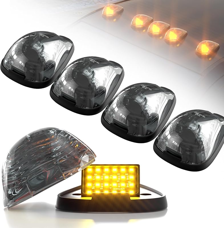 Luzes de teto para caminhão PSEQT LED âmbar fumê para Ford Super Duty – Kit com 5 unidades