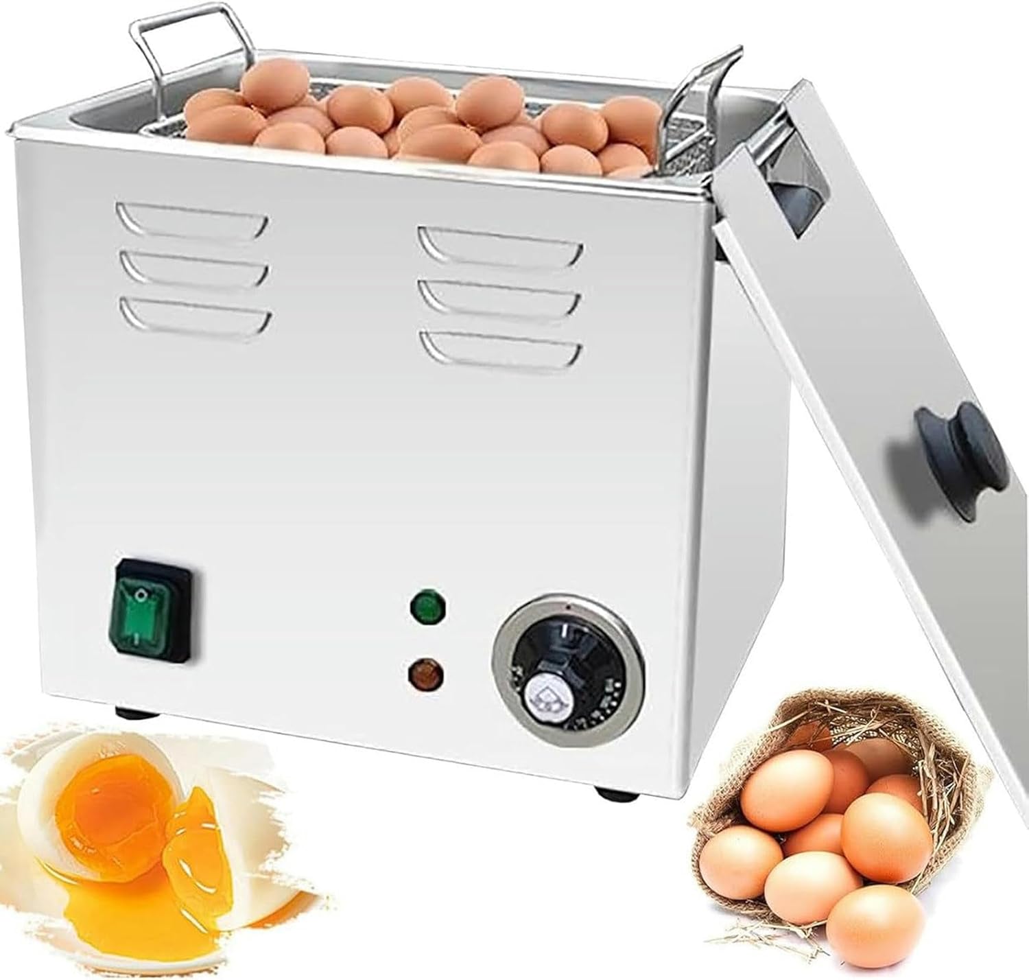 2600W Automatic Commercial Egg Boiler, Hot Spring Egg Cooker, 50Pcs Large Capacity Intelligent Half-Boiled Egg Soft-Boiled Egg Machine, Electric Egg Cooker Boiler~/