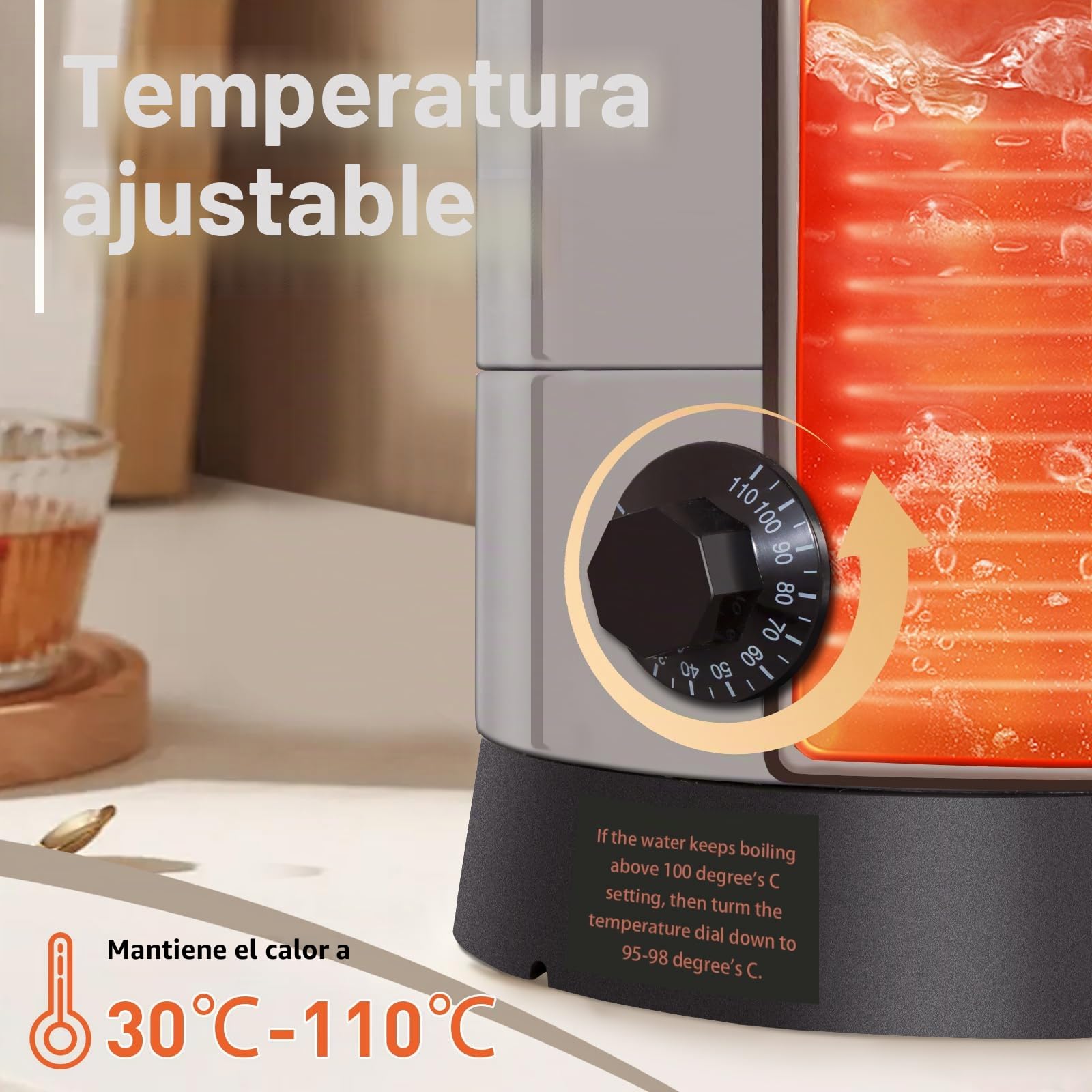 Todeco Hervidor para Vino Caliente 9,3 L, Dispensador Bebidas Calientes | 1500 W, termostato 30–110 °C, grifo y bandeja antigoteo, acero inoxidable, ideal para café, té y vino caliente