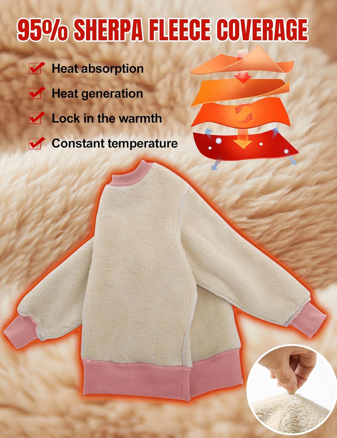 Flygo Unisex Boys Girls Fleece Lined Crewneck Sweatshirt Kids Warm Sherpa Pullover Sweater Sweatshirts Fall Winter Clothes - Image 2