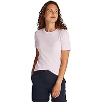 Tommy Hilfiger Donna T-Shirt Maniche Corte Slim Cody Scollo Rotondo