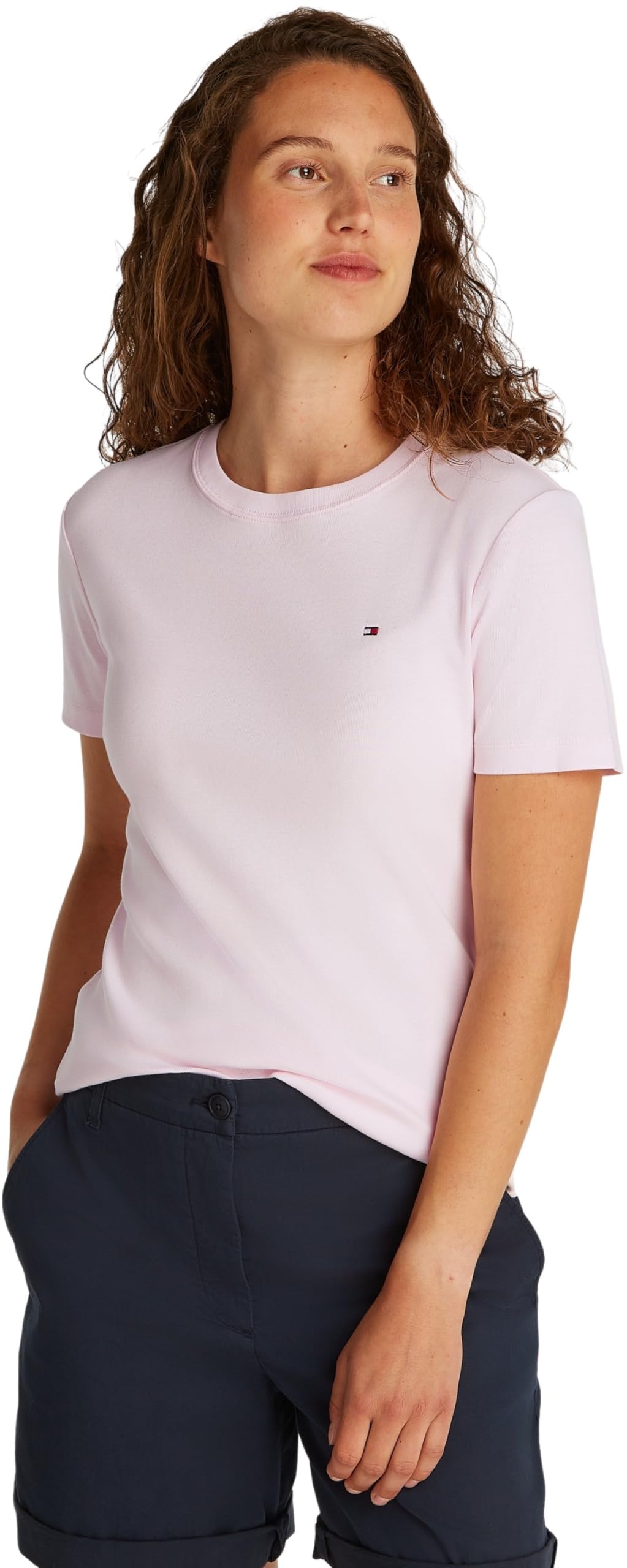 Tommy Hilfiger Women's Slim Cody C-NK SS WW0WW40587, Pink, XXXL