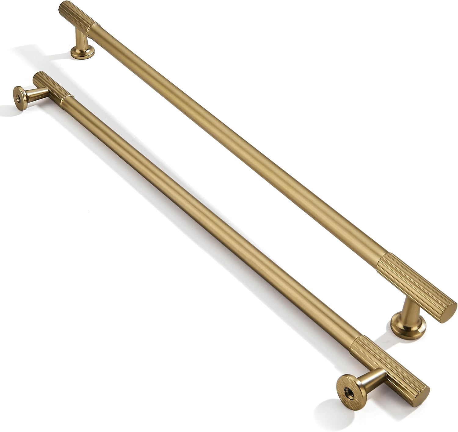 khtumeware 12 Inch Hole Center 2 Pack Brushed Brass Heavy Duty Solid Warm Brass Cabinet Pulls, Kitchen Drawer Handles, for Dresser cabinets, cabinets