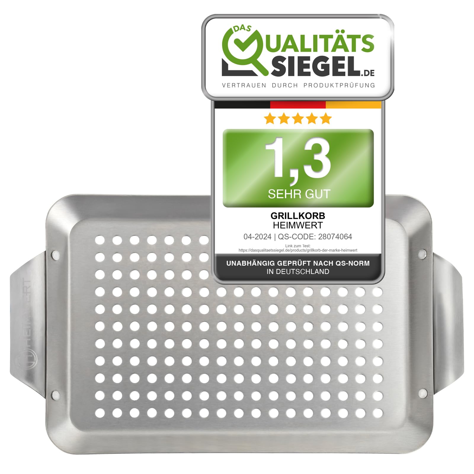 HEIMWERT Hochwertiges Premium Edelstahl Grillkorb 3er Set - Die hochrobusten und universell einsetzbaren Grillschalen - Das Original