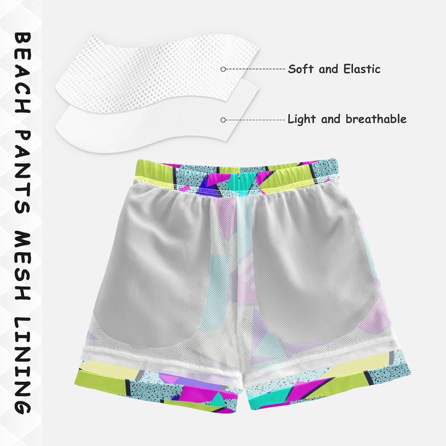 Boccsty Retro 80s 90s Pattern Boys Swim Trunks Baby Kids Swimwear Summer Toddler Beach Board Shorts Bathing Suit 2T-XL