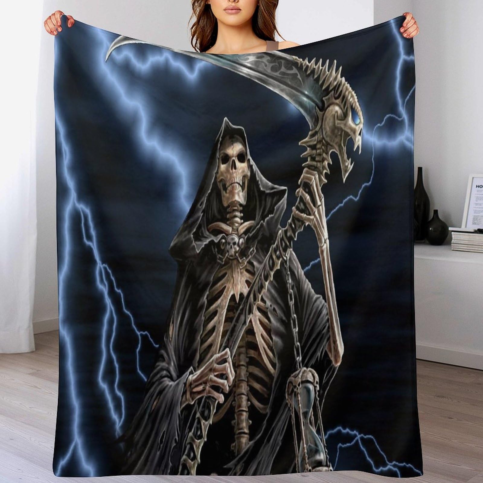 Couverture gothique squelette lavable en machine pour un entretien facile au lit