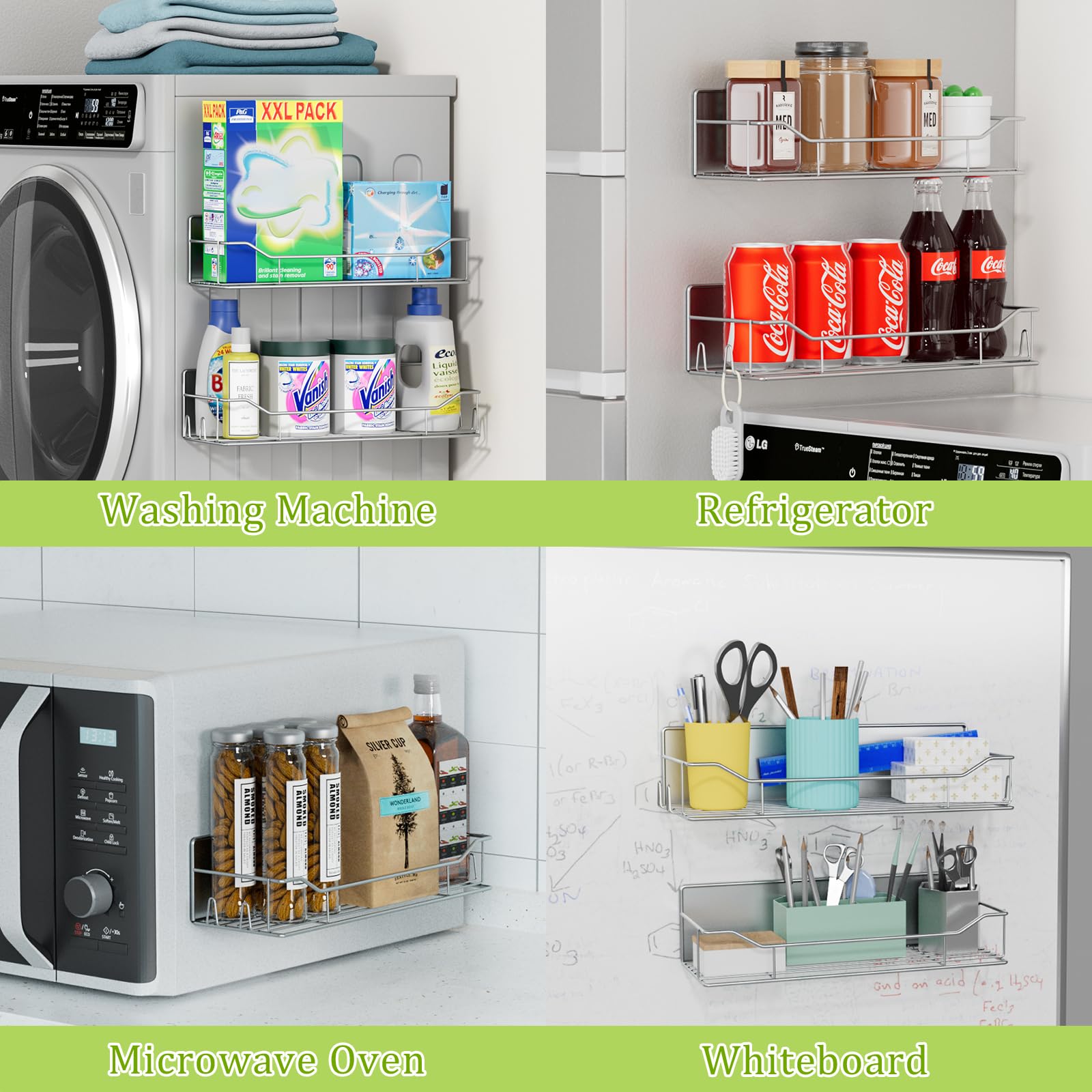 Magnetisches Gewürzregal für Kühlschrank, 7 Stück, magnetisches Kühlschrankregal mit Papierhandtuchhalter, Utensilienhalter, Schneidebrett-Regal, bewegliches Gewürz-Organizer-Regal für Küche