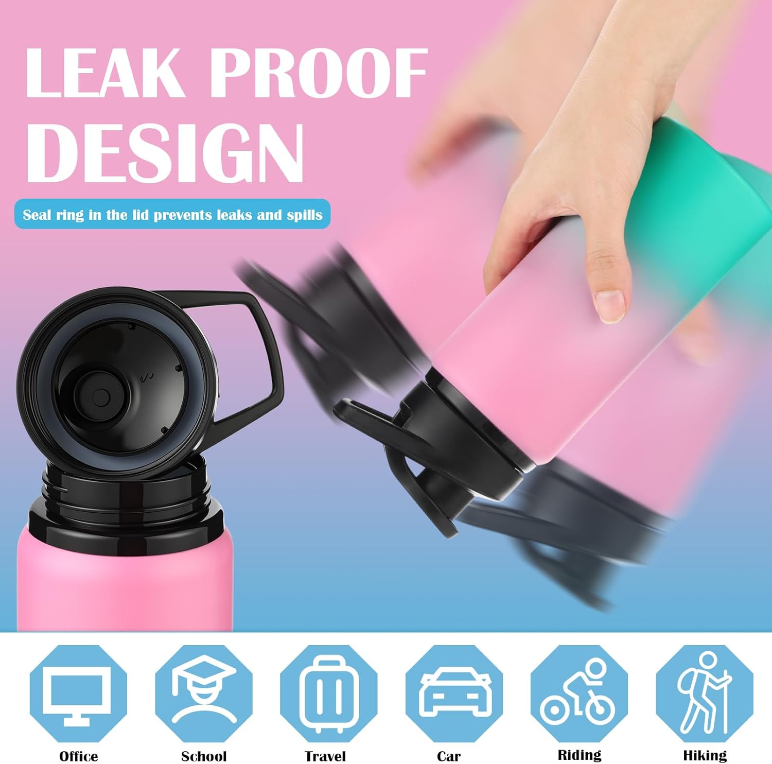 Mimorou 16 Pack Aluminum Water Bottles with Snap Lid Aluminum Reusable Sports Lightweight Leak Proof Water Bottles Bulk for Gym Hiking Cycling Sports Outdoor(20 oz) - Image 4