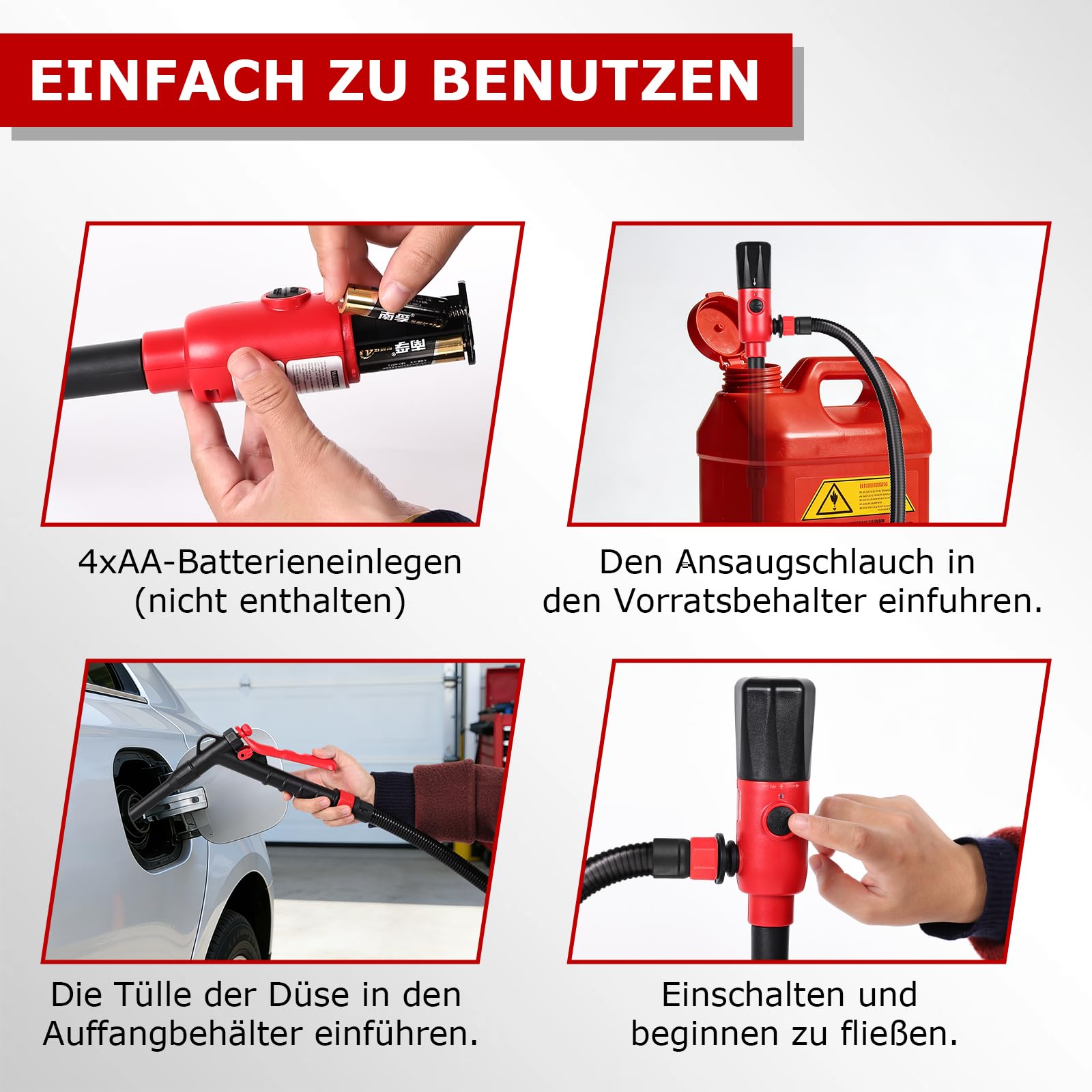 innhom Pompe à carburant électrique, 3,2 GPM (12 l/min) - Pompe de transfert de liquide à piles - Pompe à essence pour essence et diesel - Pompe portable avec tuyau et régulateur de débit (noir)