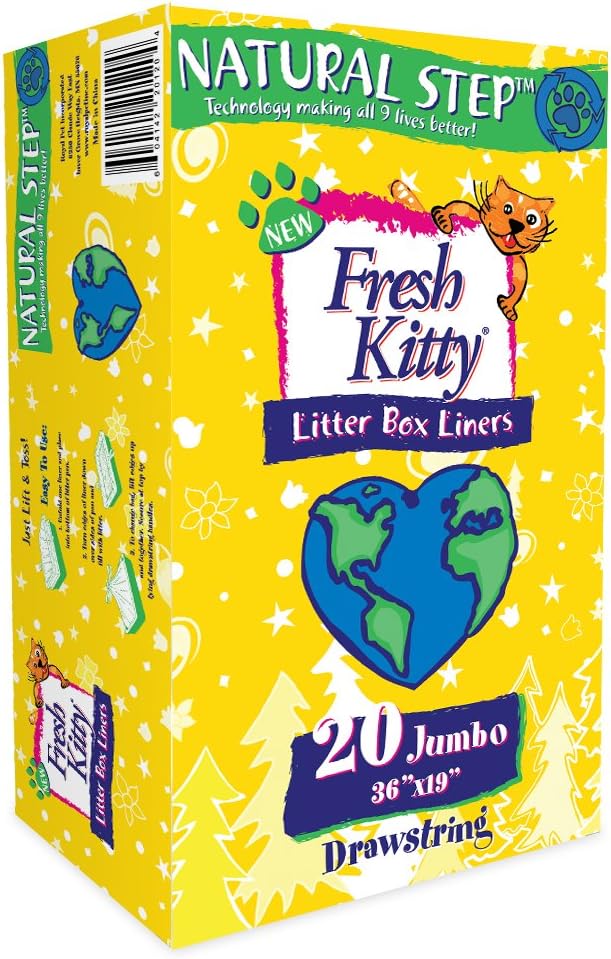 Fresh Kitty Litter Box Liners, 20 Count Natural Step Drawstring