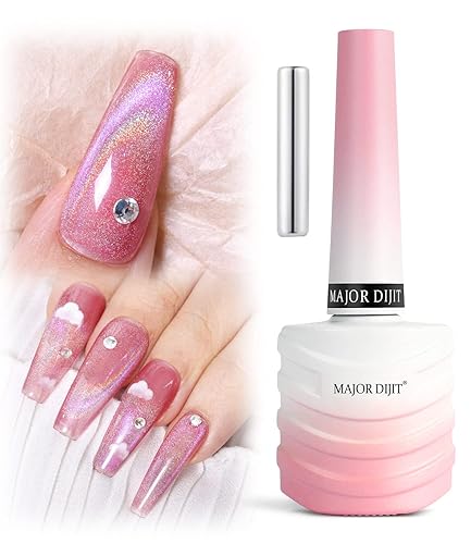 Miniatura 7 de Esmalte de uñas de gel de 0.5 fl oz0.5 fl oz holográfico morado 9D ojo de gato brillante brillante esmalte de uñas con palo magnético para salón de