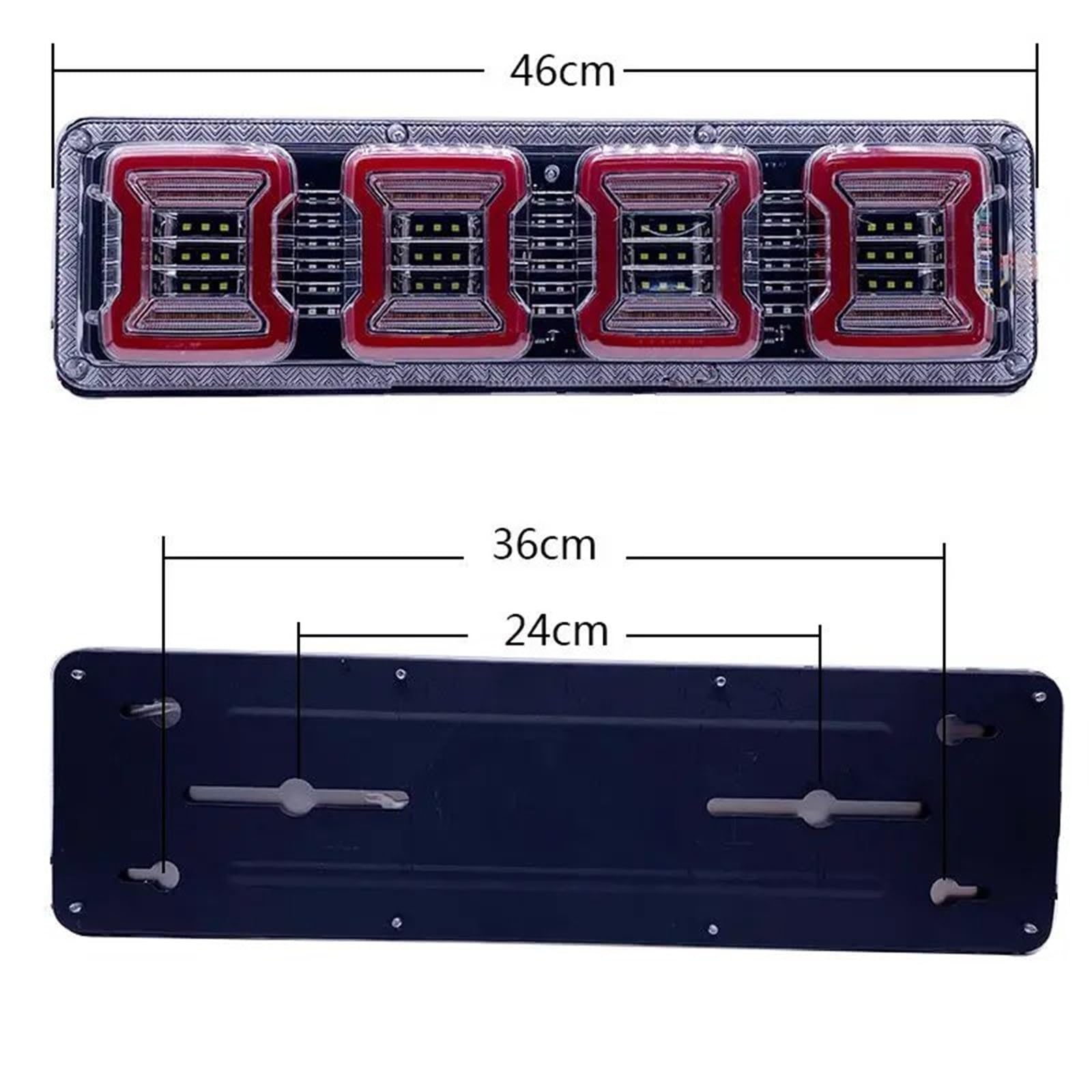 Piloto Posterior Coche para Caravana Autobús Freno Marcha Atrás Lámpara 2x46 Cm Impermeable LED Camión Remolque Camión Luz Trasera Luz Advertencia Luz Trasera Parada Faros Traseros(2X46cm,24V)