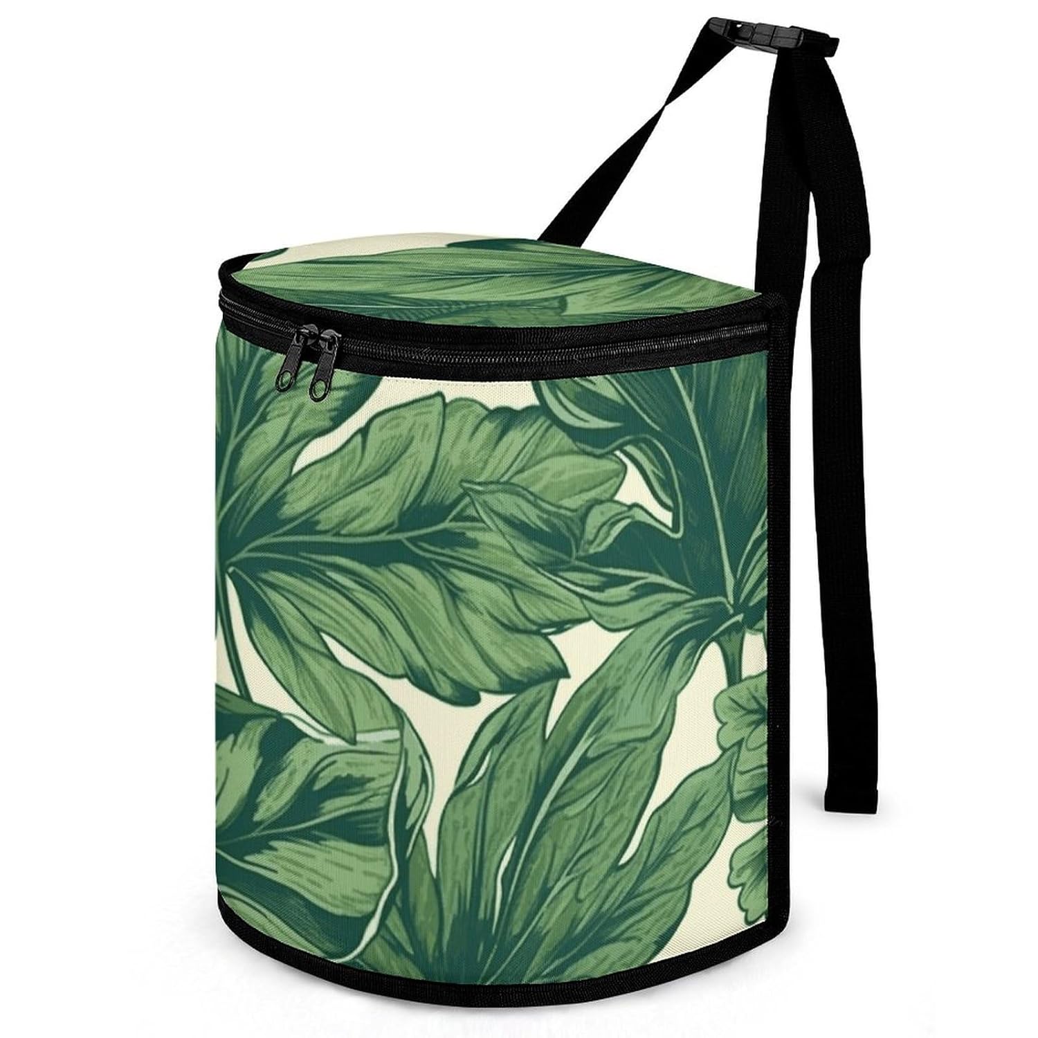 Hanging Car Trash Bag Green Foliage Botanical Printed Car Garbage Storage Bag Leakproof Car Trash Can Portable Garbage Storage Bags