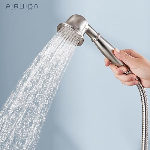 Miniatura 5 de Airuida Accesorio de ducha de níquel cepillado de 8 pulgadas, cabezal de ducha de lluvia expuesto, sistema de ducha de tubería expuesta, manija
