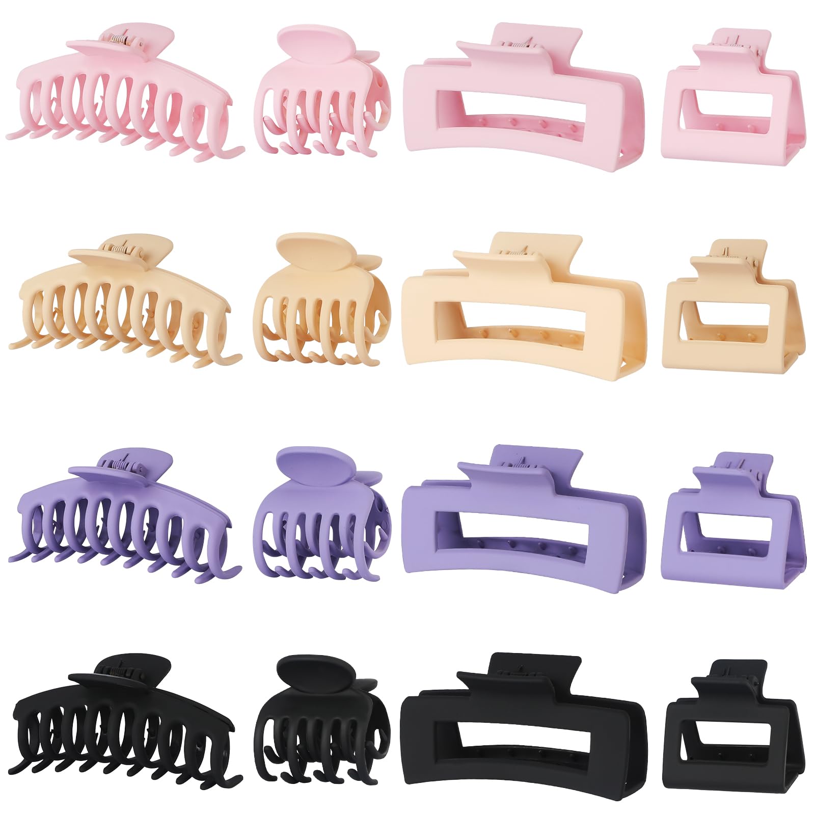 16 Pcs Nonslip Banana Clips for Women - Large and Small Matte Claws with Strong Hold for Thin, Thick, or Curly Hair