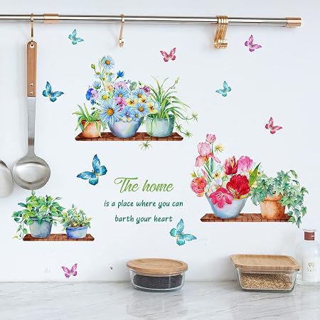 Stickers Muraux Runtoo Fleurs Oiseaux - Autocollant Déco Salon Chambre Enfant - Adhésif Écologique