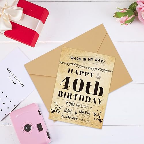 Miniatura 7 de Tarjeta de cumpleaños número 40, regalos de cumpleaños número 40 para mujeres y hombres, decoraciones de 40 cumpleaños para mujeres y hombres, allá