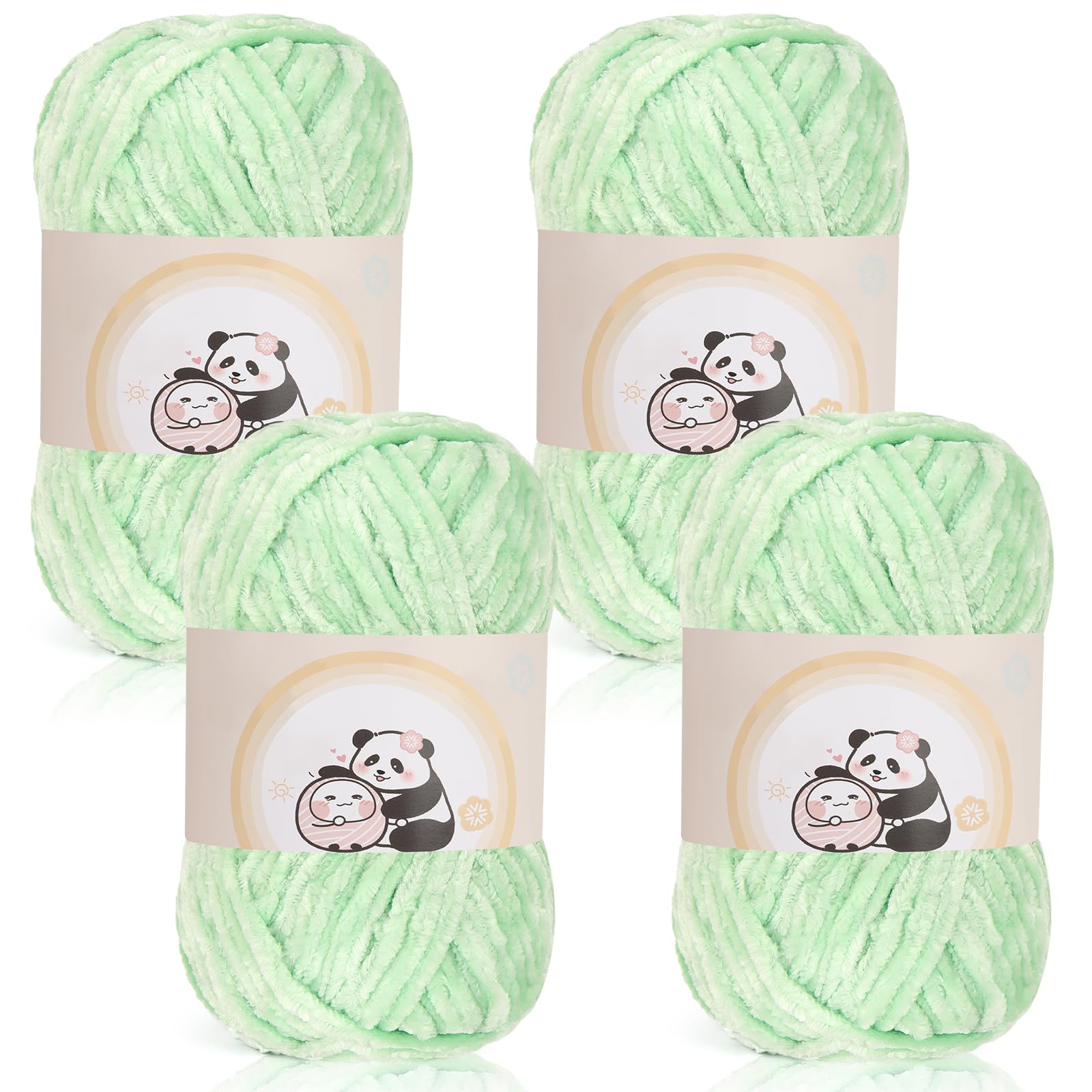 Aeelike 400g(4x100g) Warme Chenille Wolle zum Häkeln, Flauschige Dicke Garn zum Handstricken, Samt Velvet Babywolle zum Stricken, Weich Plüschwolle für Amigurumis Babydecke