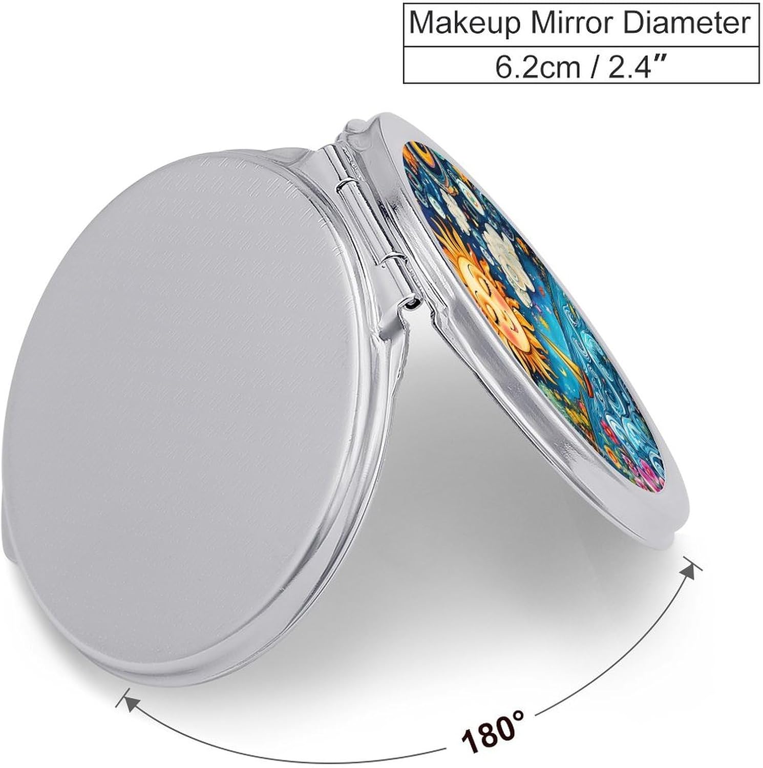 Sun and Moon Face Compact Makeup Mirror Mini Foldable Cosmetic Mirror Portable Travel Mirror for Purse Pocket