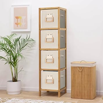 4 Pack 10.5 x 10.5 x 11 Inch Fabric Storage Cubes with Wood Handle