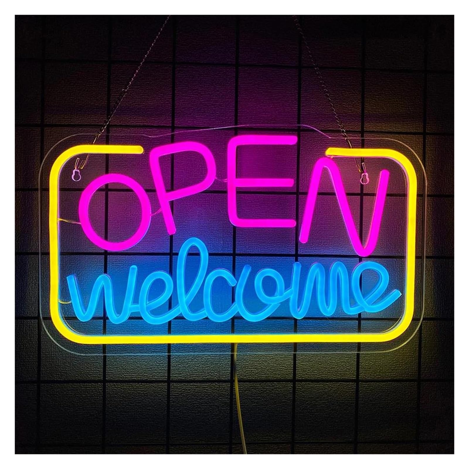 LEMST Signs Lamp Open Welcome Neon Sign Light Dimmable USB Powered for Commercial Stores Window Party Coffee Shop Bar Hotel Wall Decor 40cmx24cm
