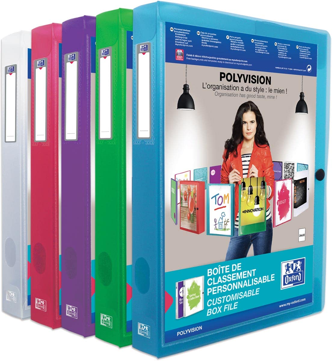 Elba - Scatola Portadocumenti Contenitori Documenti Archiviazione Documenti Fascicolatore POLYVISION, Formato A4, PP, Altezza di Riempimento: 40 mm, 8 Pezzi