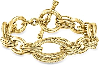 Italian 14kt Yellow Gold-Plated Oval-Link Toggle Bracelet