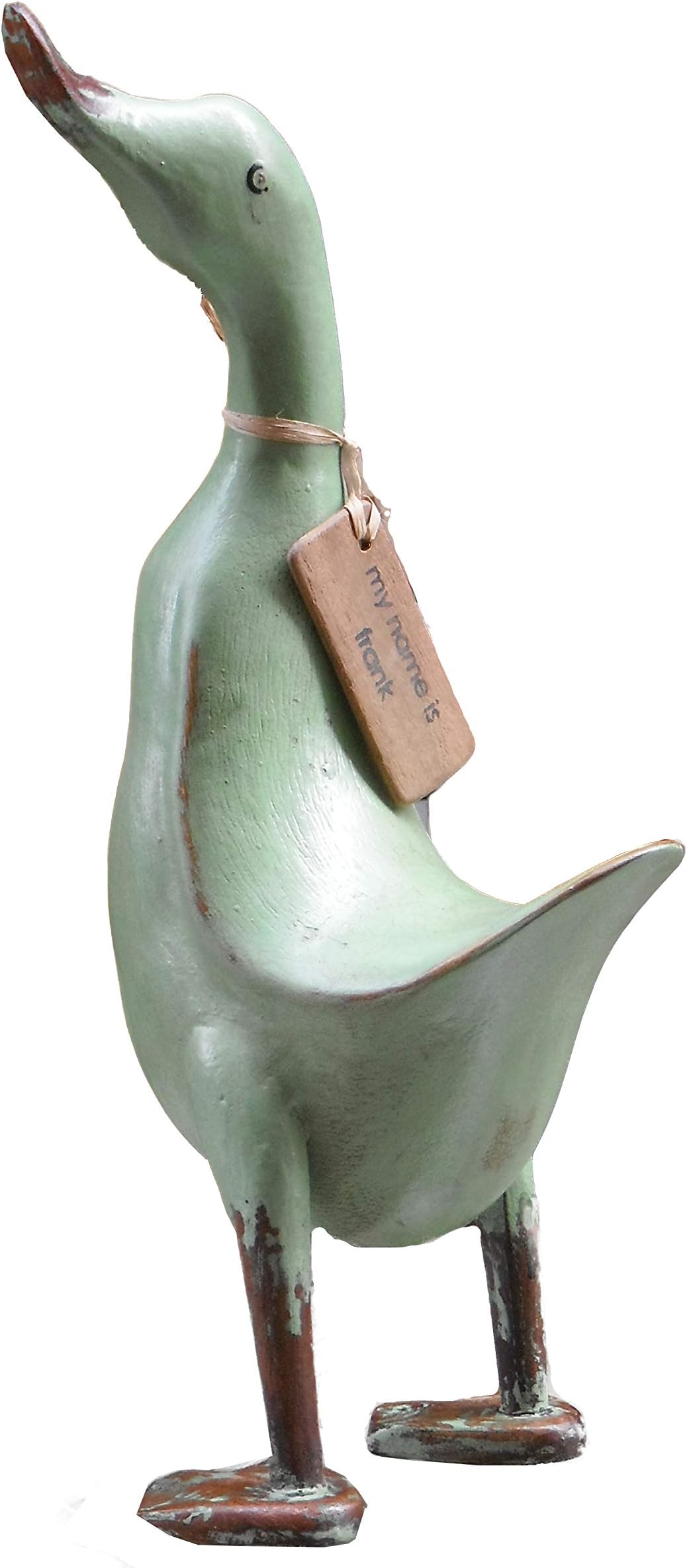 Beach Rustic French Country Decor Wood Duck, Model Toulouse, 13 Inches Tall, Color Avocado