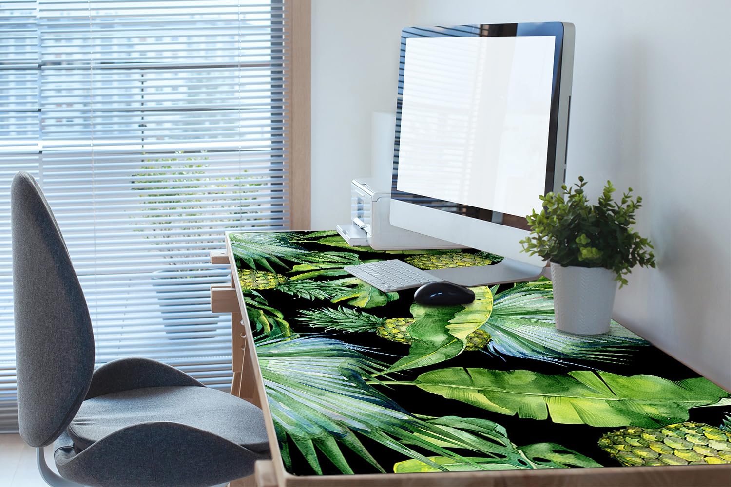 Sottomano da Scrivania 120x60 cm in Vinile PVC Protezione e Decorazione Facile da Pulire Superficie Protettiva per Ufficio e Casa Antiscivolo Impermeabile - Ananas