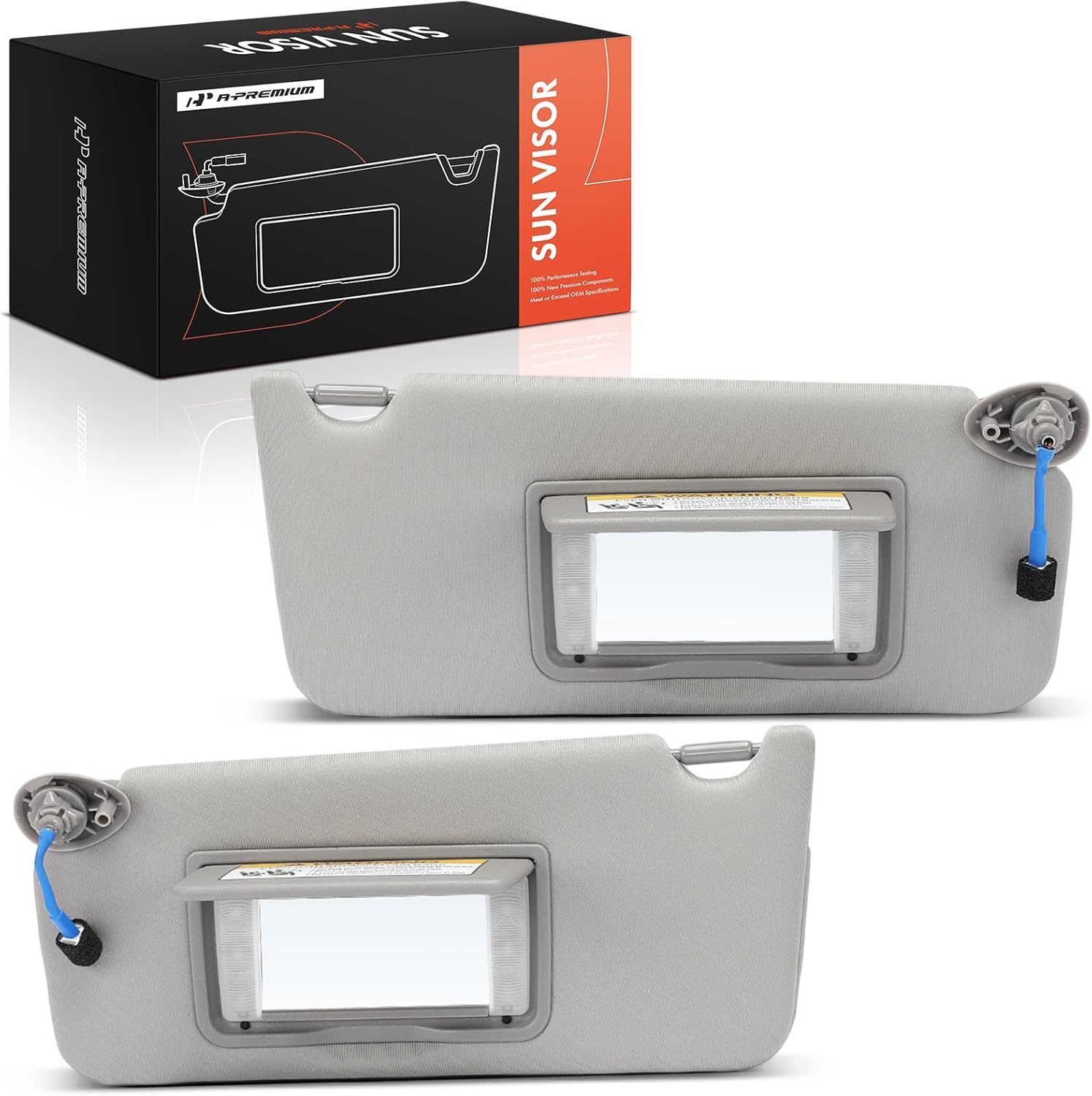 A-Premium Driver & Passenger Sun Visor Compatible with Honda Accord 2008-2012 - with Vanity Mirror, with Vanity Light, Warm Gray Color - Replaces 83280TA0A91ZA