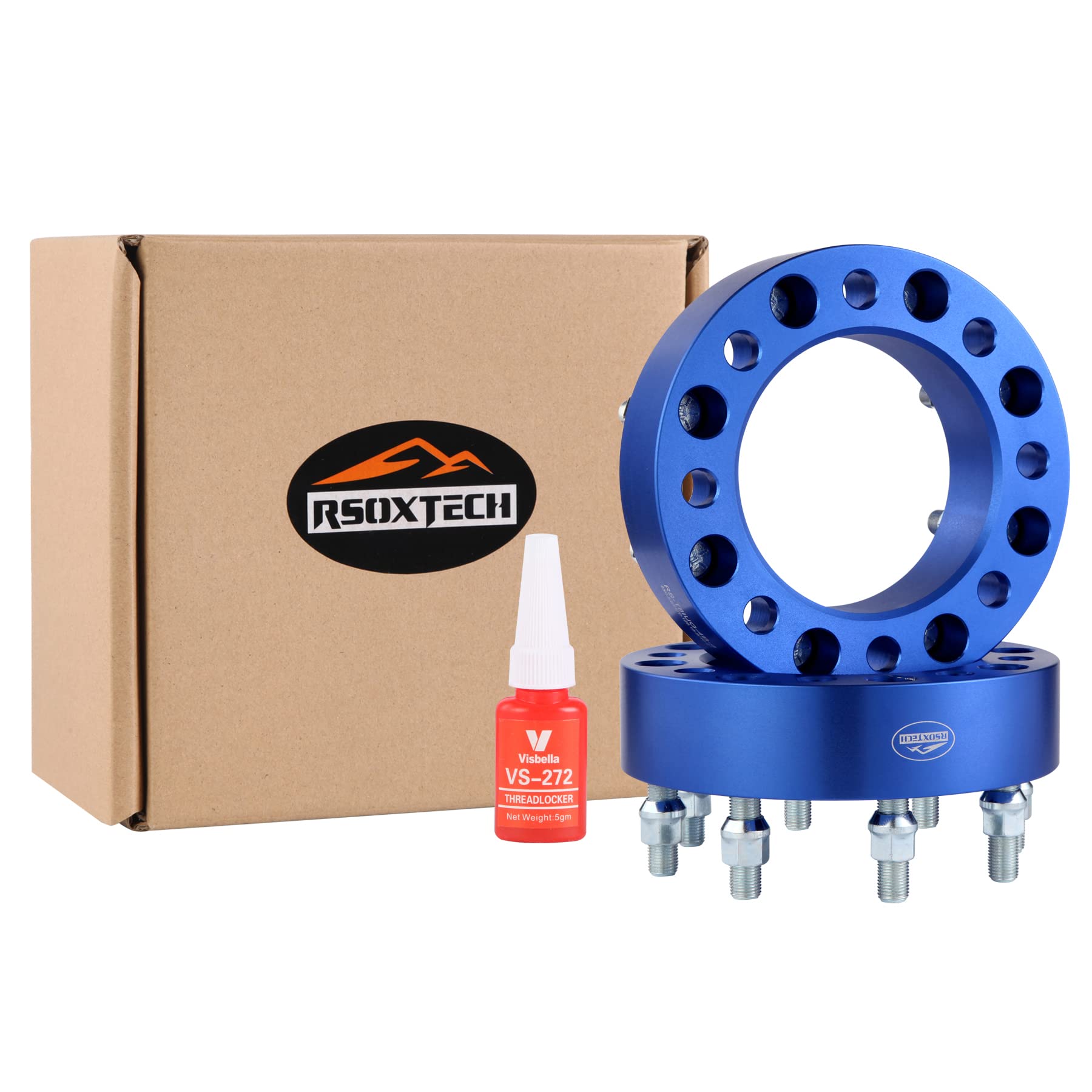 2pcs 8x6.5(165.1) Forged Wheel Spacers, 3" thickness, 126.15mm hub with 9/16-18 studs, Compatible with Dodge 8 Lug 8x165.1 for 1994-2010 R-A-M 2500 3500 | 1988-1998 F-2-5-0 F350 (9/16" Lugs) , Blue