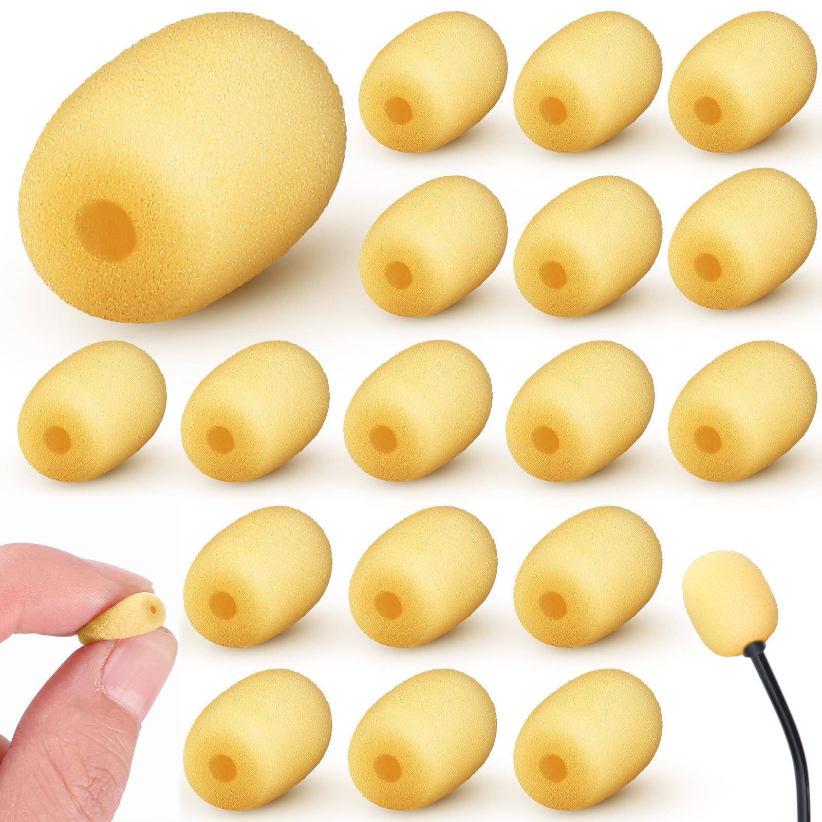 20 Pcs Mini Mic Foam Windscreen Covers, 5 x 20 mm, Skin Color