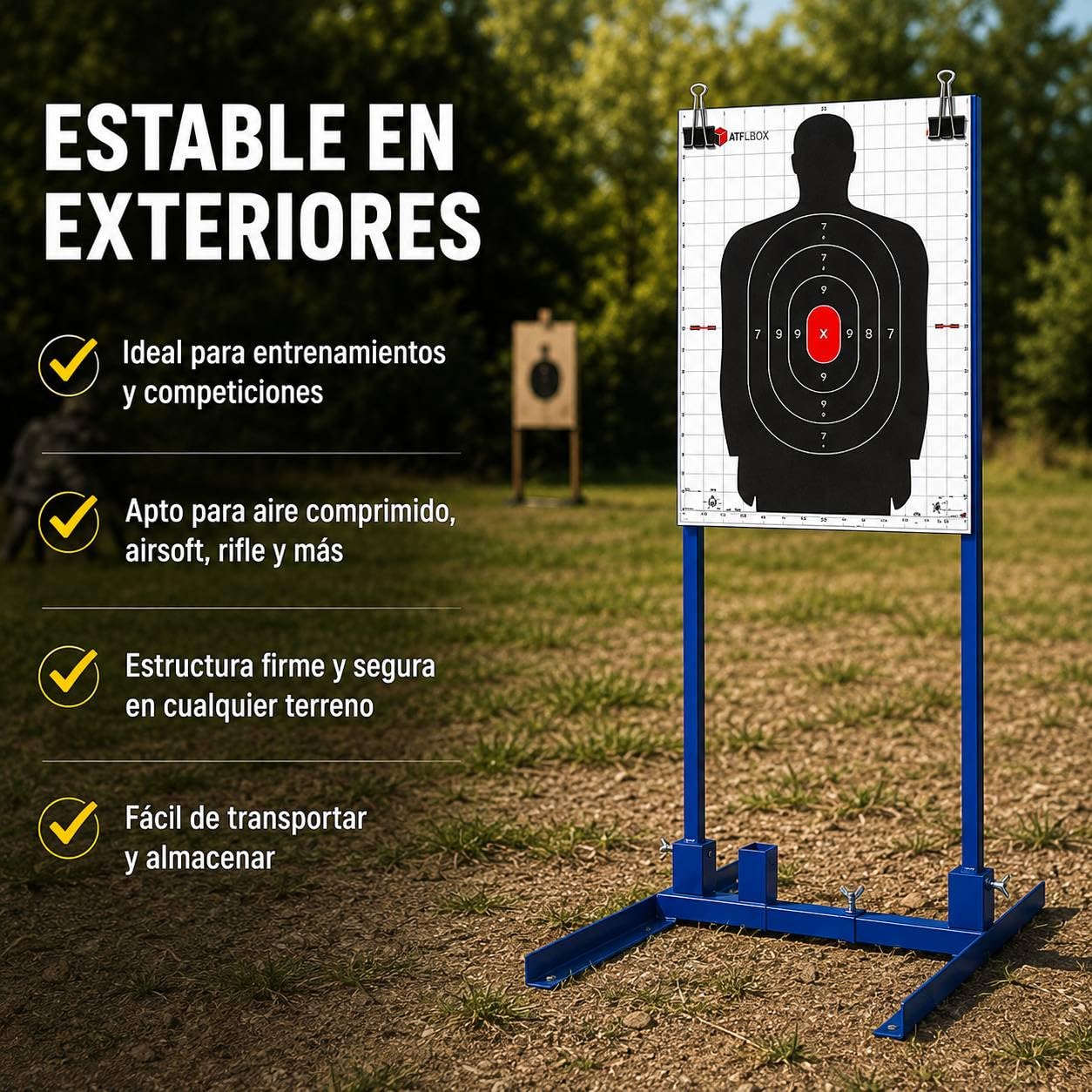 Soporte para objetivos de tiro –siluetas y dianas de puntuación - ajustable