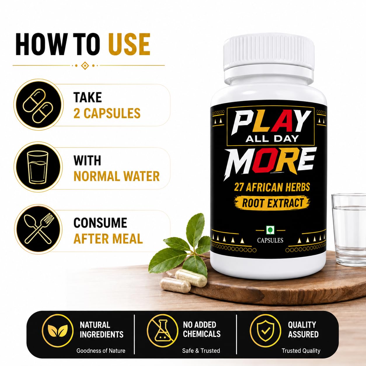Play All Day More 27 African Herbs | Natural Strength For Daily Life | Ayurvedic Formula 60 Capsules — Amazon image 4