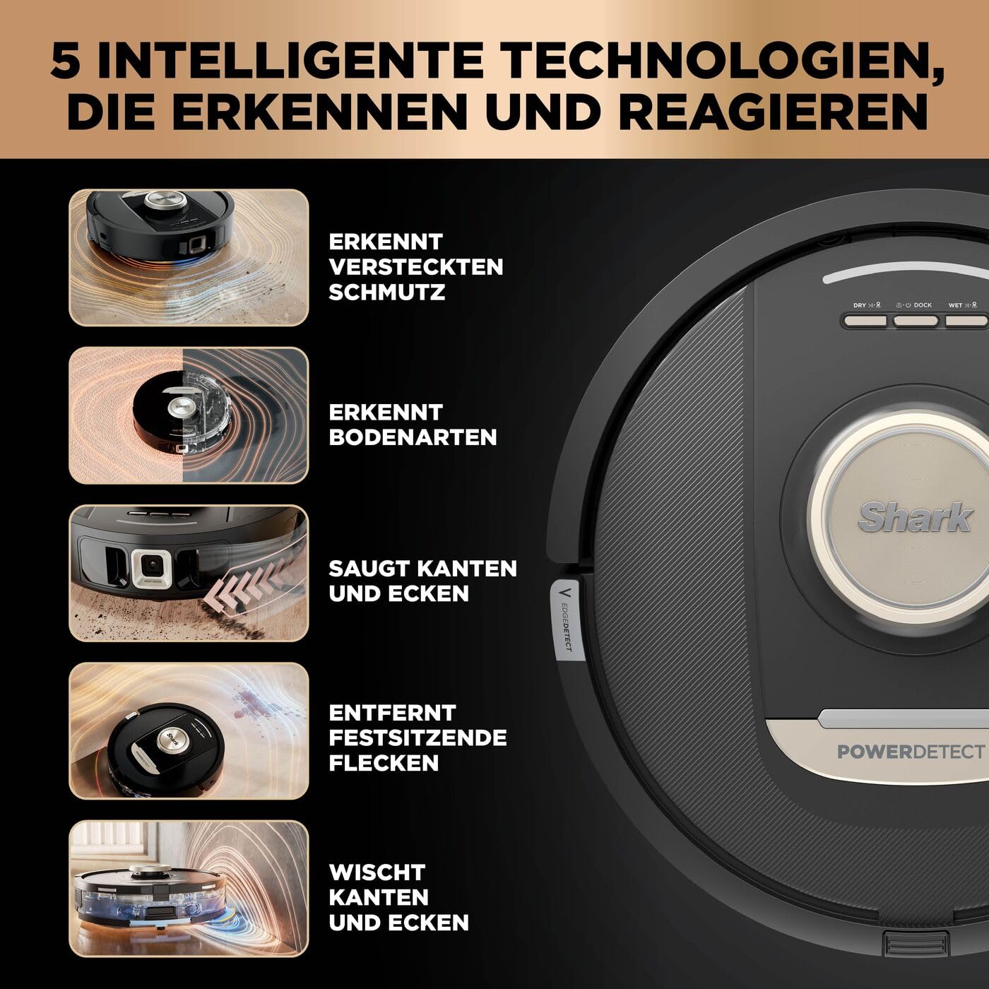 Shark PowerDetect 2-in-1 Roboter Staubsauger & Wischmopp Schwarz
