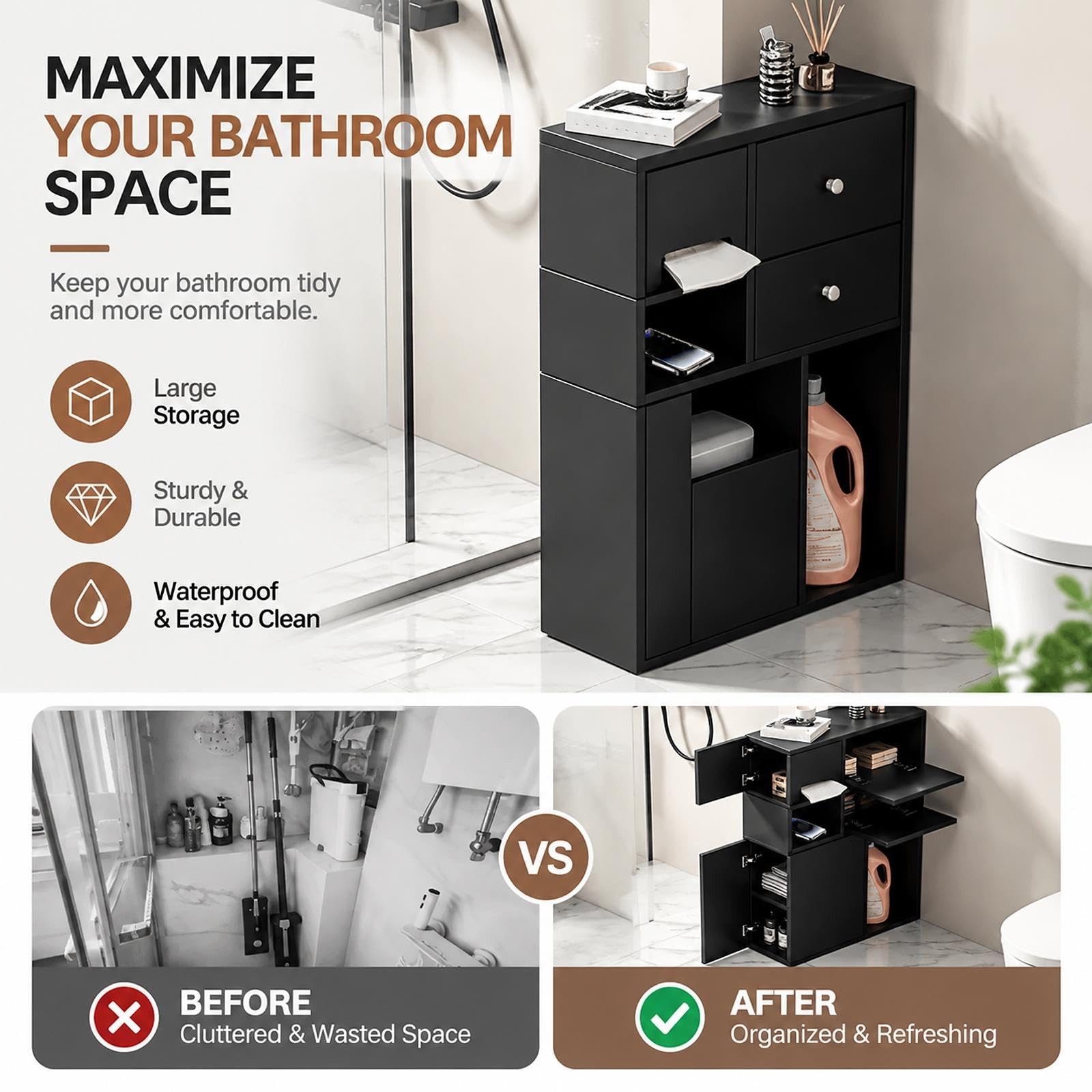 Muebles para Baño de Metal para El Lateral del Inodoro
