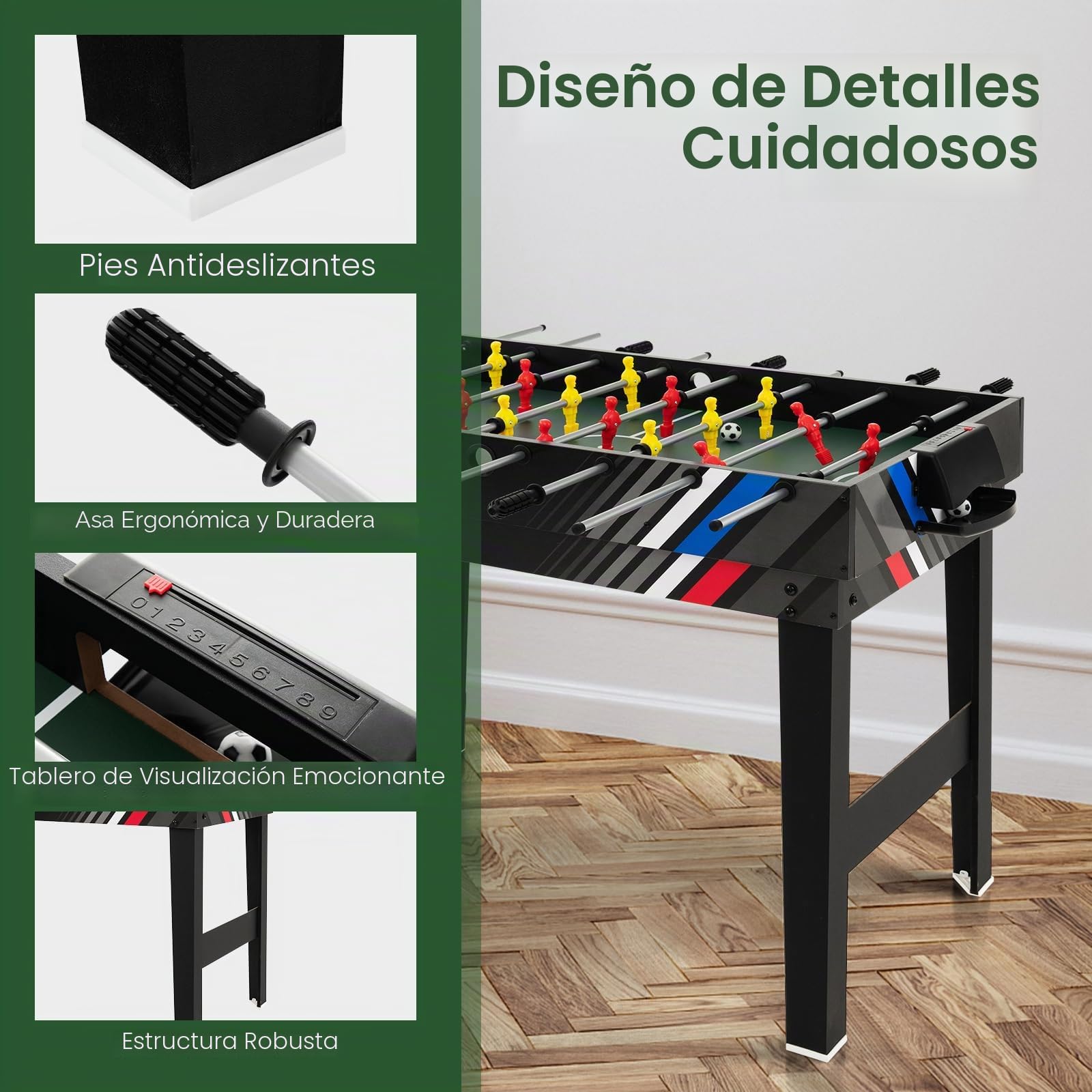 GOPLUS 4 en 1 Juegos de Mesa Adulto y Niño, Mesa Multijuegos de Fútbolin, Hockey, Ping-Pong, Billar, 125 x 97 x 83 cm，2-4 Juegos Interactivos para Hogar, Fiesta, Negro
